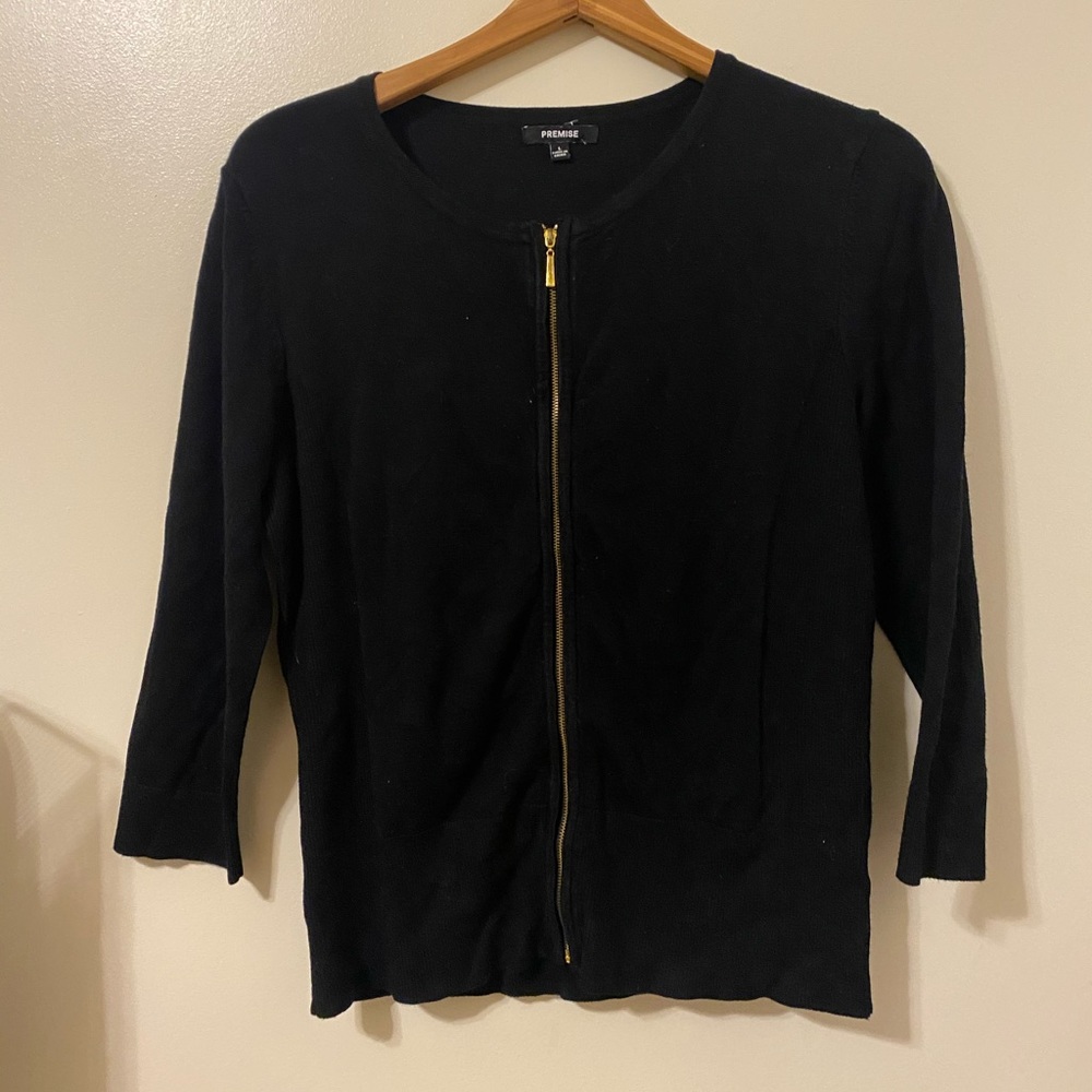 Zipper short cardigan